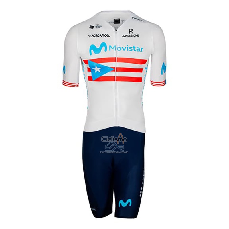 Movistar Ropa Ciclismo Culotte Corto 2023 Hombre Mangas Cortas Verde